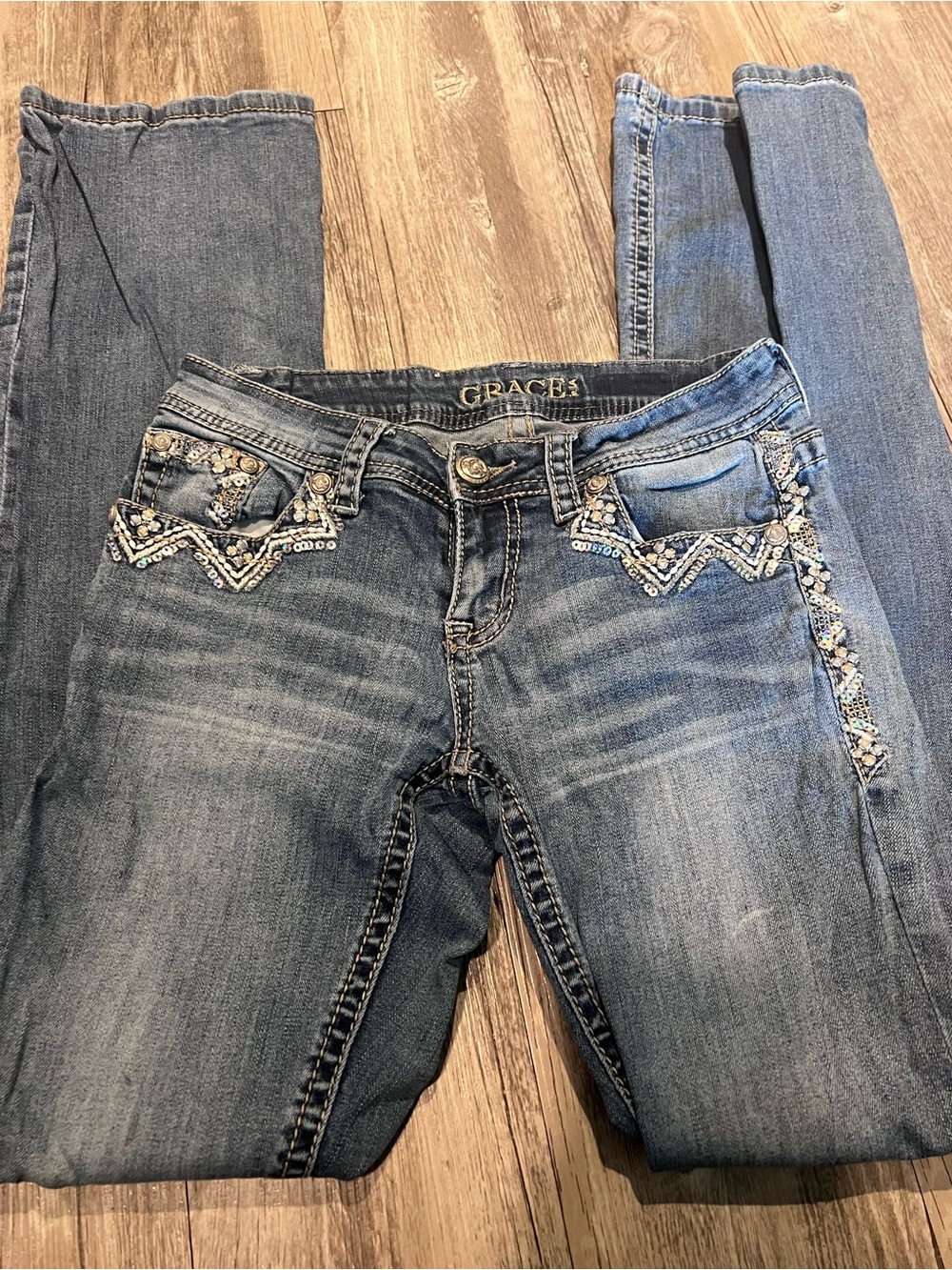 Grace Embellished Light Blue Skinny Jeans